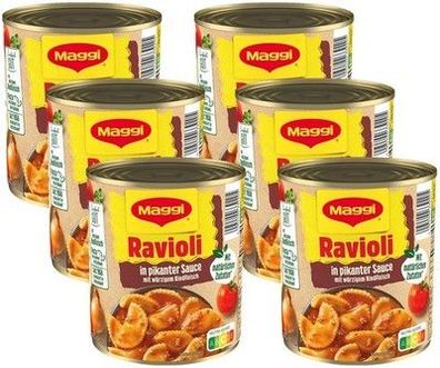 MAGGI Ravioli in pikanter Sauce, Teigtaschen, Fleisch-Füllung 6er Pack (6x 800g)