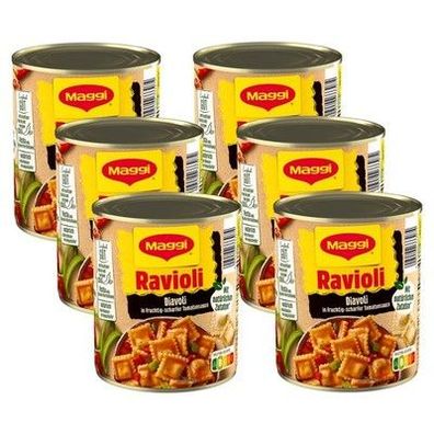 MAGGI Ravioli Diavoli, Teigtaschen, Fleischfüllung, scharfe Tomatensauce 6x800 g