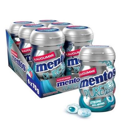 Mentos Kaugummi Pure Fresh Frost, 6 Boxen zuckerfreie Dragees (6 x 35 Stück)