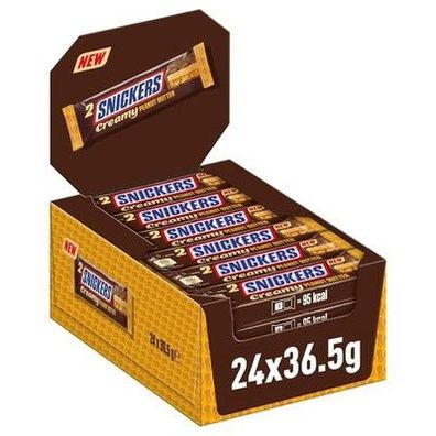 Snickers Creamy Peanut Butter, Schokolade Großpackung Milchschokolade, 24x 36,5g