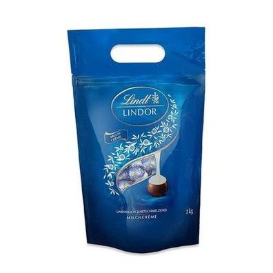 Lindt LINDOR Schokoladen Kugeln Milchcrème | 1 kg Beutel, wiederverschließbar