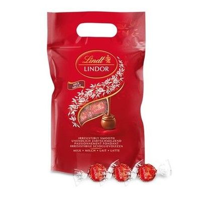 Lindt LINDOR Schokoladen Kugeln Vollmilch | ca. 80 Milch-Schokolade mit Füllung