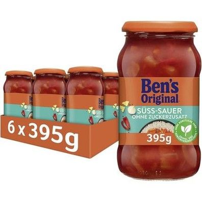 BEN’S Original Chinesisch Sauce Süß-Sauer Ohne Zuckerzusatz, 6 Gläser (6x 395 g)