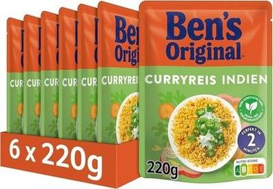BEN'S Original Express Reis Curry 6 x 220g, ohne künstliche Farb- & Aromastoffe