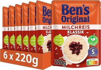 BEN'S Original Fertiggericht Milchreis Klassik 6 x 220g - 6 Packungen