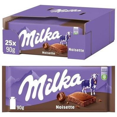 Milka Noisette Alpenmilch-Schokoladentafel zart-cremiger Haselnussfüllung 25x90g