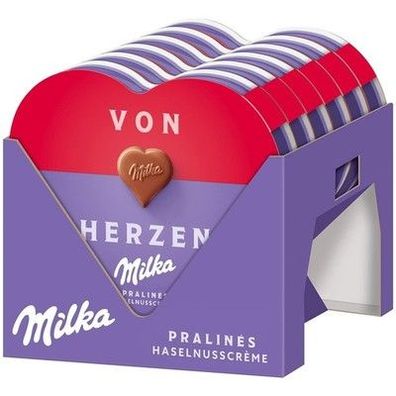 Milka I love Milka Pralinen – Herzförmige Alpenmilch-Schokolade (12 x 44g)