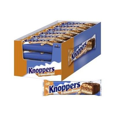 Knoppers Erdnuss-Riegel – 24 x 40g – Waffelriegel mit Milchcreme, Erdnusscreme