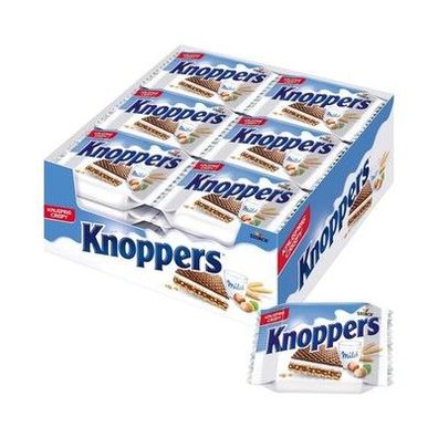 Knoppers – 24 x 25 g – Gefüllte Waffelschnitten mit Milch- & Nougatcreme, Kakao