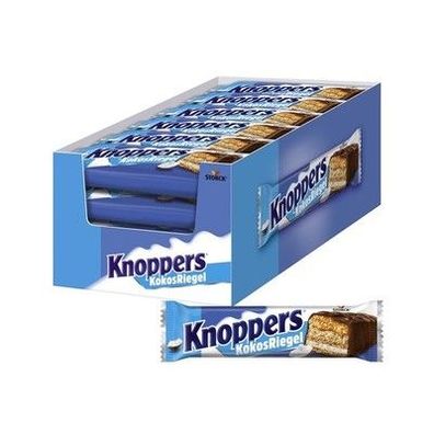 Knoppers Kokos-Riegel (24x 40 g) Schokoriegel mit Milch- & Kokoscreme, Karamell