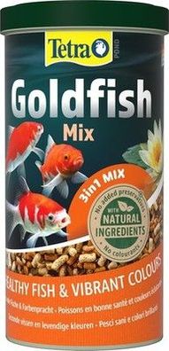 Tetra Pond Goldfish 3-in-1 Mix Fischfutter: Flocken, Sticks & Gammarus, 1 L Dose