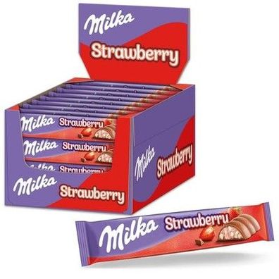 Milka Choco Erdbeer Riegel Alpenmilch-Schokolade mit feine Milchcrème 36 x 36,5g