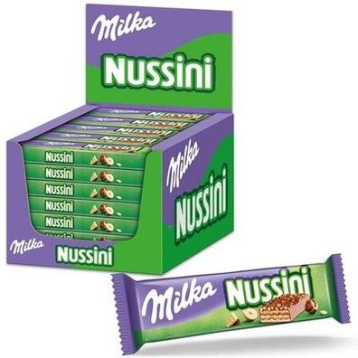 Milka Nussini Riegel – Knusprige Waffelschnitte mit Haselnusscrème, 35 x 31,5g
