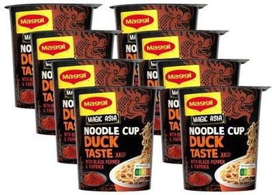 MAGGI Magic Asia Noodle Cup Duck, Instant-Nudeln mit Enten-Geschmack (8x63g)