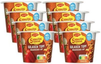 MAGGI 5 Minuten Terrine Gulaschtopf lecker Fertiggericht, Instant-Nudeln (8x57g)