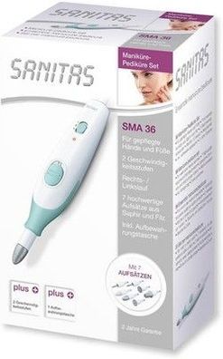Sanitas SMA 36 Maniküre/Pediküre Set, für gepflegte Hände und Füße, 7 Aufsätze