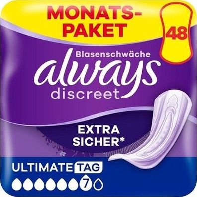Always Discreet Inkontinenz-Einlagen Frauen Ultimate Tag 48 Stück Extra Diskret