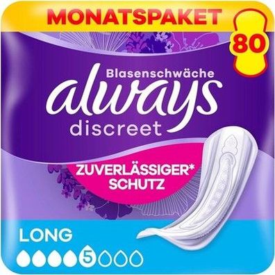 Always Discreet Inkontinenz-Einlagen Frauen Long 80 Stück Rundumschutz Diskret