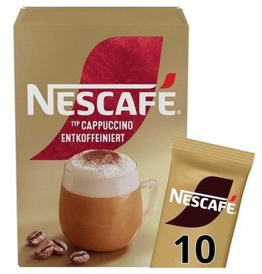 Nescafé GOLD Typ Cappuccino Entkoffeiniert, Getränkepulver-Sticks (à 10 x 12,5g)