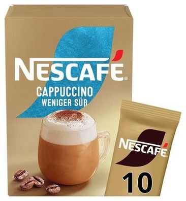 Nescafé GOLD Typ Cappuccino Weniger Süß löslicher Bohnenkaffee 10 Sticks à 12,5g