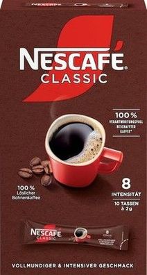 Nescafé Classic Sticks, löslicher Bohnenkaffee, 1er Pack (á 10 x 2g) Pulver