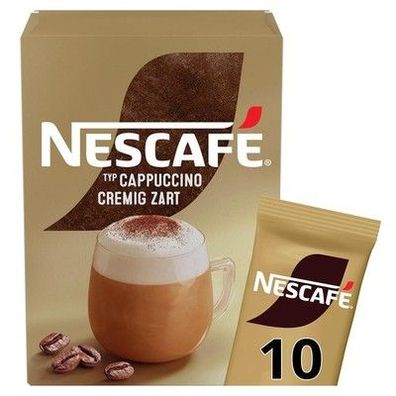 Nescafé Gold Typ Cappuccino Cremig Zart, löslicher Bohnenkaffee, 10 Sticks à 14g