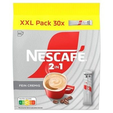 Nescafé 2in1 XXL Pack 30 Sticks, löslicher Bohnenkaffee Creamer (30 Sticks à 8g)