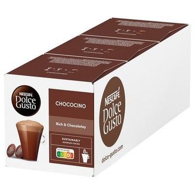 Nescafé DOLCE GUSTO Chococino Kakaokapseln 3er Pack (3 x 16 Kapseln) Schokolade