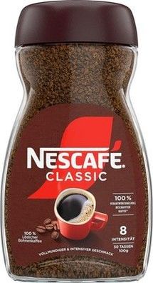Nescafé Classic, löslicher Bohnenkaffee aus mitteldunkel gerösteten Bohnen, 100g