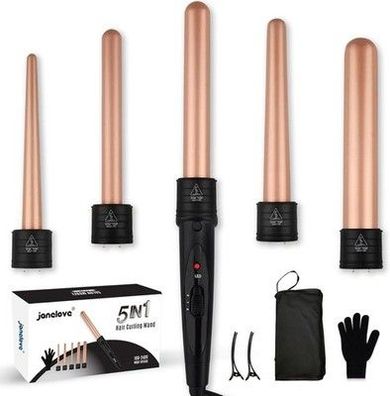 5 in 1 Lockenstab Set - 10-32mm Keramik Lockenstab mit Verschiedenen Aufsätzen