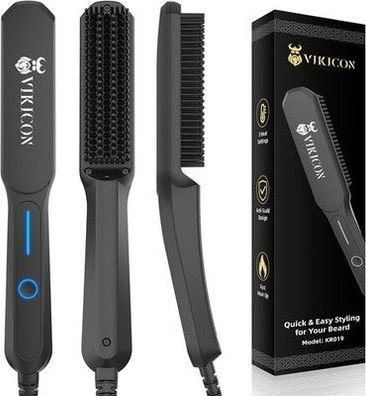 Vikicon Bartglätter Kamm für Männer, Mini-Profi-Haarglätter mit Negativen Ionen