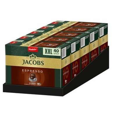 Jacobs Kaffeekapseln Espresso Intenso, Intensität 10/12, 200 Kapseln, 5 x 40 STK