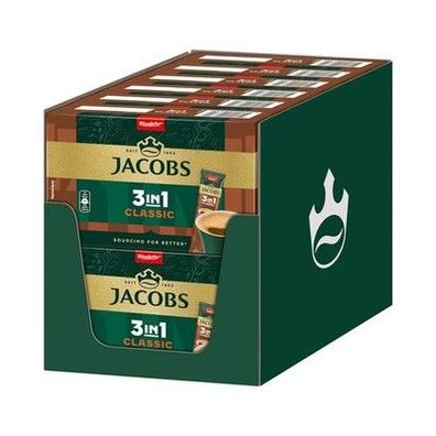 Jacobs 3-in-1 Classic, Instant Kaffee Sticks, 12 x 10 Sticks, Creamer & Zucker