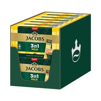 Jacobs 3-in-1 Mild, Instant Kaffee Sticks, löslicher Bohnenkaffee, 12x 10 Sticks