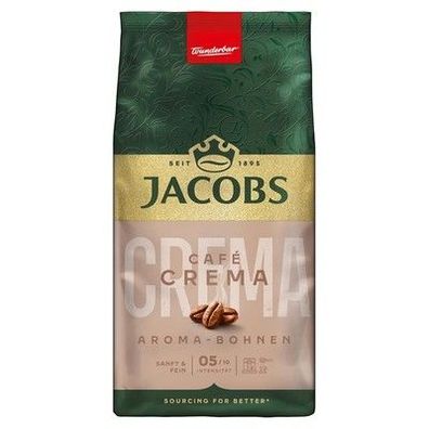 Jacobs Kaffeebohnen Café Crema Aroma-Bohnen sanft & fein nussig, Intensität 5/10