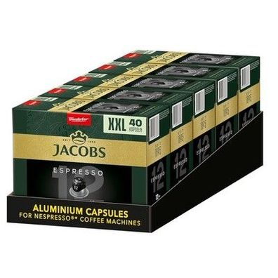 Jacobs Kaffeekapseln Espresso Ristretto, Megapack XXL, Intensität 12/12, 5 x 40