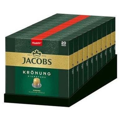 Jacobs Kaffeekapseln Krönung Crema Intensität 6/12, 10x 20 Getränke, 200 Kapseln