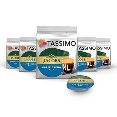 Tassimo Kapseln Jacobs Caffè Crema Mild XL, 5 x 16 Pads, 80 Kaffeekapseln, 640g