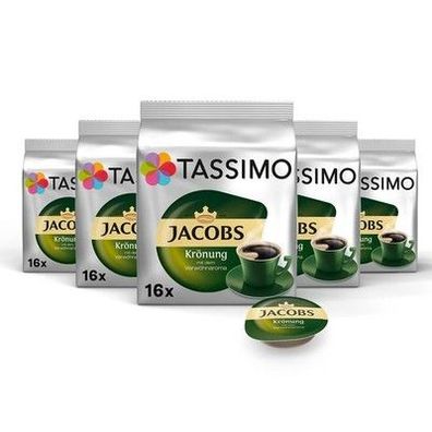 Tassimo Kapseln Jacobs Krönung, 5 x 16 Pads, 80 Kaffeekapseln, Leichte Röstung
