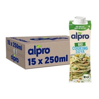 Alpro Bio Cooking Soya Vegane Bio-Kochcreme 15 x 250 ml, 3,75 Liter, Glutenfrei