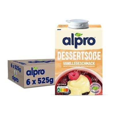Alpro Dessertsoße mit Vanillegeschmack – Auf Sojabasis – Vegan - 6 x 525 g