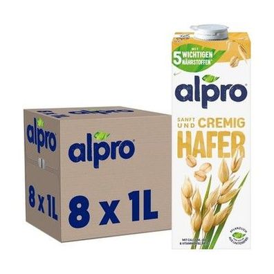 Alpro Haferdrink Original Natur Pflanzlicher Drink Vegan (8 x 1 Liter) 8 Liter