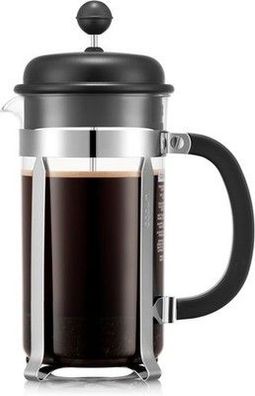 Bodum Caffettiera French Press Schwarz – 1L / 8 Tassen Kaffeebereiter – BPA-frei