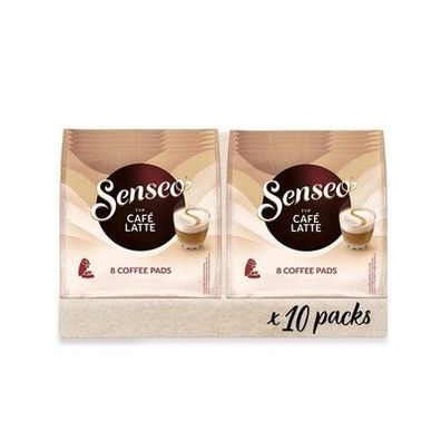 Senseo Pads Café Latte, 10 x 8 Getränke, 80 Kaffeepads, Koffeinhaltig, 920g