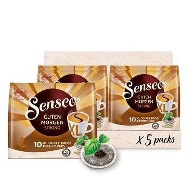Senseo Pads Guten Morgen Strong XL, 5x 10 Getränke, 50 Kaffeepads Dunkle Röstung