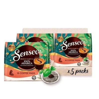 Senseo Pads Premium Selektion, 5 x 16 Getränke, 80 Kaffeepads, Mittlere Röstung
