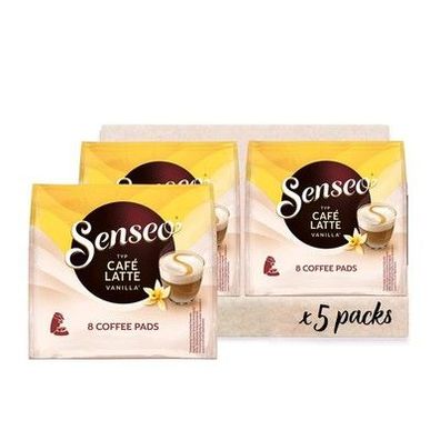 Senseo Pads Café Latte Vanilla, 5 x 8 Getränke, 40 Kaffeepads, Mittlere Röstung