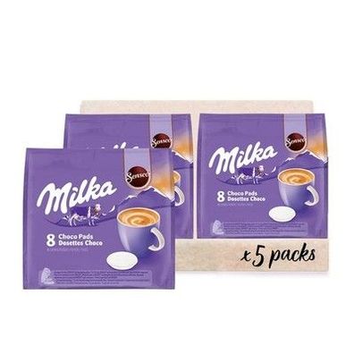 Senseo Milka Kakao Pads, 5 x 8 Getränke, 40 Kaffeepads, 5 Packungen à 8 Pads