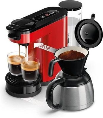 Philips Senseo Switch Pad- & Filterkaffeemaschine, 2-in-1-Brühtechnologie, Rot