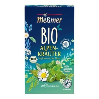 Meßmer Bio Alpenkräuter 100% natürliche Zutaten, 20 Teebeutel, Vegan, Glutenfrei